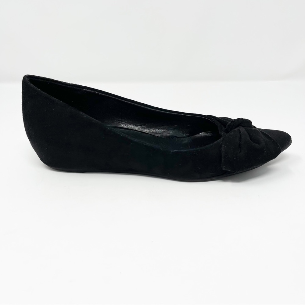 Bandolino Ressie Wedge Heels Faux Suede Bow Black